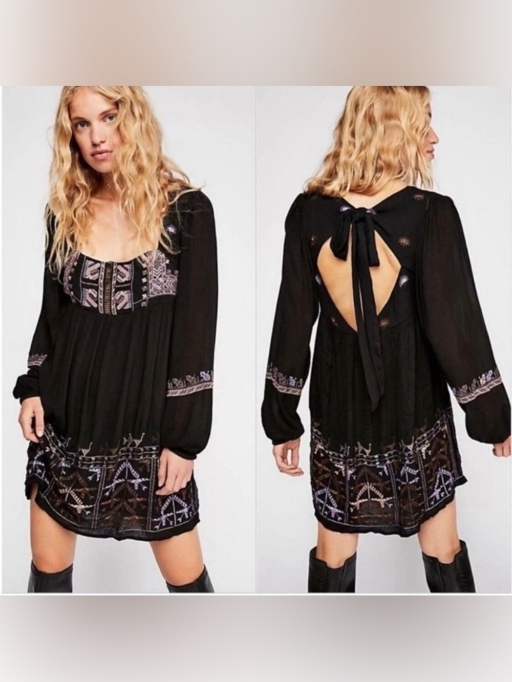 Free People Rhiannon Embroidered Mini Dress Size S